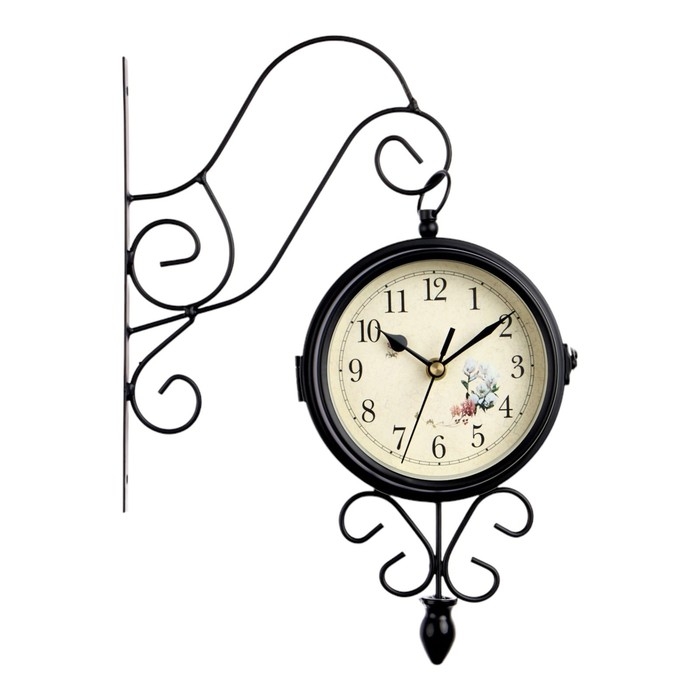 Часы настенные двусторонние, на подвесе  Часы настенные двусторонние, на подвесе "Весенние", плавный ход, d-11 см, 34.5 х 22 см
