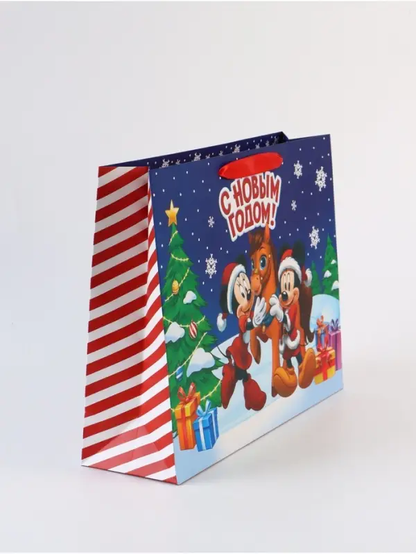 Пакет подарочный «С Новым годом!», Микки Маус и его друзья,  L 31 × 40 × 11,5 см
