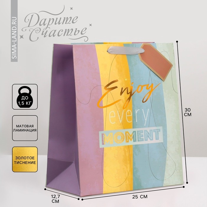 Пакет подарочный ламинированный, упаковка, «Лови момент», 25.4 х 30.5 х 12.7 см Пакет подарочный ламинированный, упаковка, «Лови момент», 25.4 х 30.5 х 12.7 см