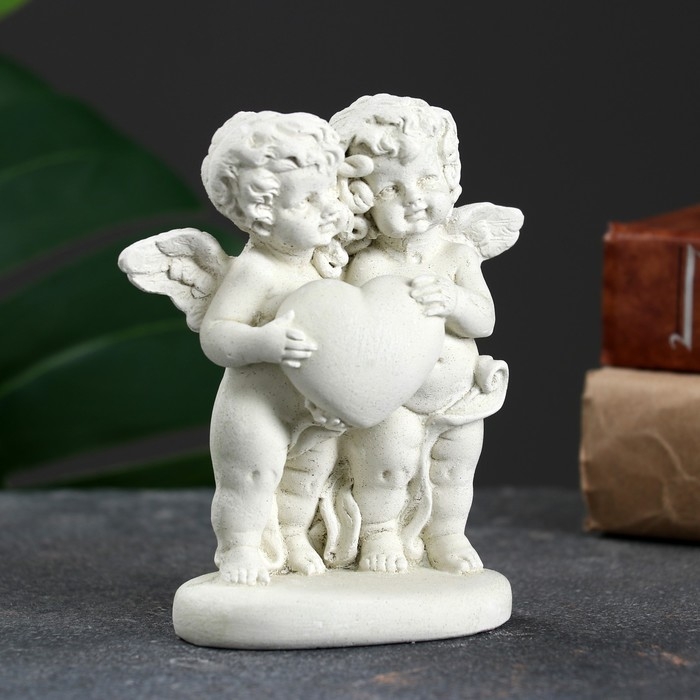 Фигура Фигура "Ангелочки с сердцем" состаренный, 12х11х6см