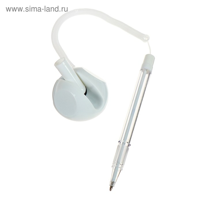 Ручка шариковая 0.5 мм на подставке  Ручка шариковая 0.5 мм на подставке "Стоп" с липучкой и шнуром, стержень синий, корпус БЕЛЫЙ