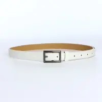 Ремень женский тонкий, 110&times;1.1 см, классическая пряжка металл, тёмно-серебристая, белый