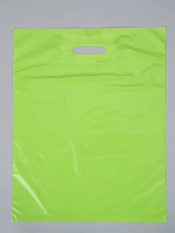 Пакет с вырубной усиленной ручкой ПВД 40х50 45 мкм Салатовый