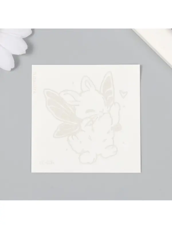 Переводная тату на тело синяя водостойкая «Зайчик с крыльями бабочки», 6×6 см