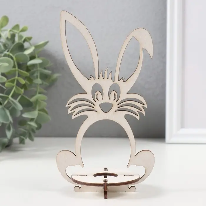 Подставка для пасхального яйца «Заяц», набор 3 детали, 9.3×6.5×17 см, белый Подставка для пасхального яйца «Заяц», набор 3 детали, 9.3×6.5×17 см, белый