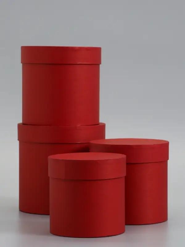 Набор шляпных коробок  4 в 1 "Вишневый", 18 &times; 18 ‒14 &times; 14 см