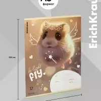 Тетрадь 12 листов в линейку ErichKrause Fluffy, 60 г/м&sup2;, обложка мелованный картон, МИКС
