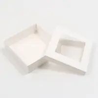 Коробка складная, крышка - дно, с окном, белая, 23&times;23&times;6.5 см