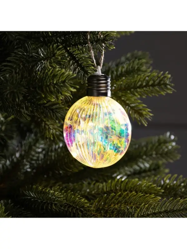 Ёлочный шар &laquo;Ретро шар&raquo;, 8&times;10.5 см, 5 LED, от батареек LR44&times;3, свечение тёплое белое