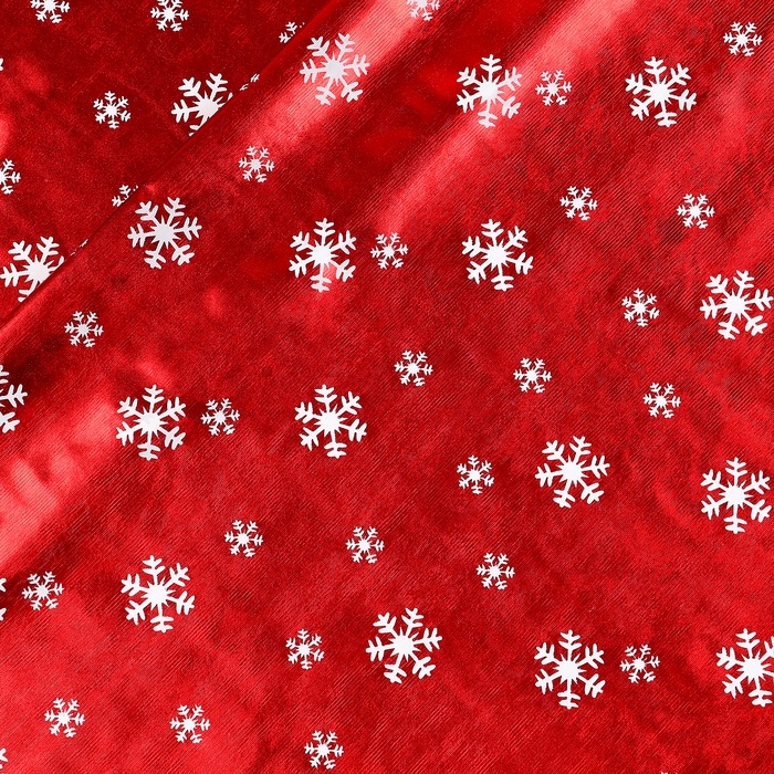 Лоскут для рукоделия «Белые снежинки», красный, 50 × 150 см