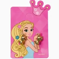 Серьги детские "Выбражулька" котик, цвет белый в золоте Серьги детские "Выбражулька" котик, цвет белый в золоте