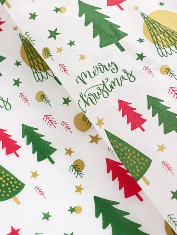 Бумага упаковочная тишью Бумага упаковочная тишью "Зимний лес", белая, 50 х 66 см