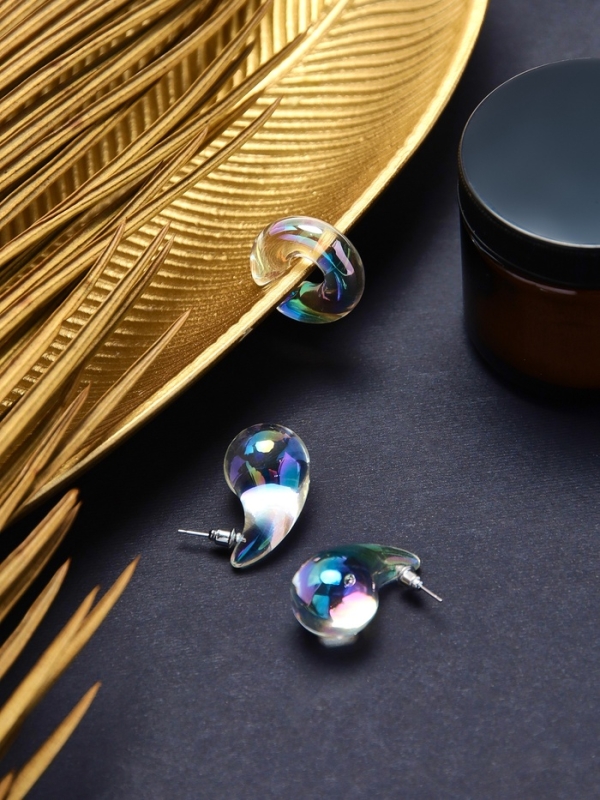 Набор серьги и каффы 3 шт «Нежность» капля, цвет разноцветный в серебре