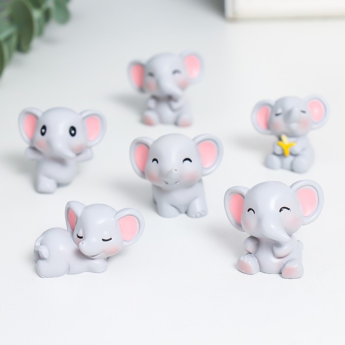 Сувенир полистоун Сувенир полистоун "Милые слоники" набор 6 шт. 2,9х3,2х2,4 см