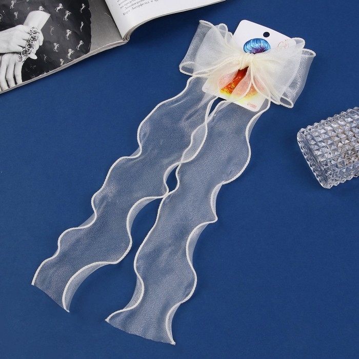 Зажим для волос  Зажим для волос "Школьница" бантик, 13х32 см, айвори