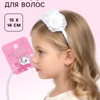 Ободок для волос белый, цветы, 10 см, Коты аристократы