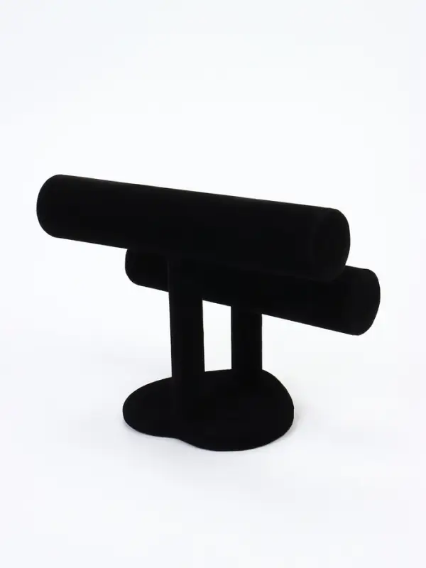 Подставка для часов, браслетов &laquo;QF. Флок&raquo;, двухуровневая, сердце, 26&times;11&times;18 см, d=5 см, чёрная