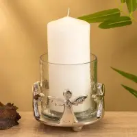 Подсвечник со стеклом "Ангелочки" алюминий 11х11х11 см Подсвечник со стеклом "Ангелочки" алюминий 11х11х11 см