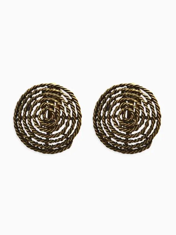 Клипсы Клипсы "Винтаж" круг из веревки, цвет чернёное золото