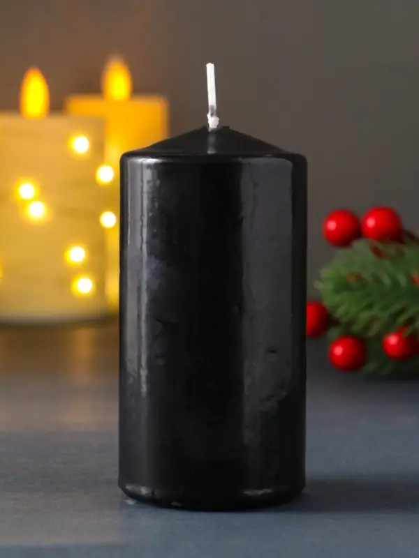 Свеча столб 50*100 мм с накаткой  Свеча столб 50*100 мм с накаткой "Символ года" , Конь, черная