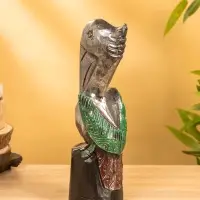 Сувенир интерьерный "Пеликан" 10х10х33 см, дерево, цв. серебро