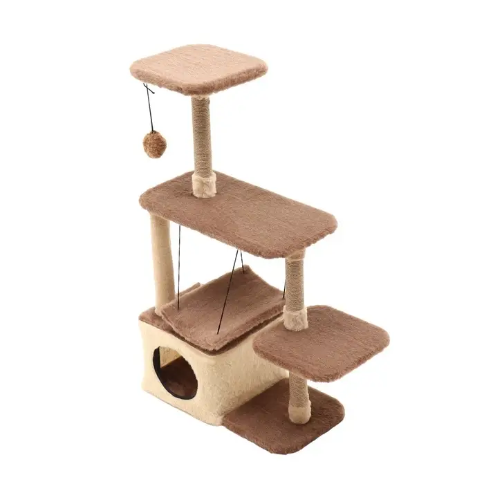 Комплекс для кошек, 33&times;76&times;105 см, разборный, с когтеточкой, с гамаком, бежевый