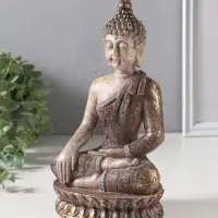 Сувенир полистоун "Будда" с золотой патиной 10х14х25,5 см