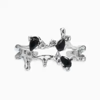 Кольцо &laquo;Чары&raquo;, чёрное в серебре, безразмерное