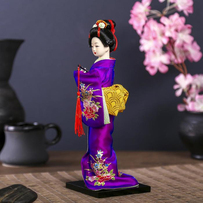 Кукла коллекционная Кукла коллекционная "Японка в фиолетовом кимоно с флейтой" 25х9,5х9,5 см