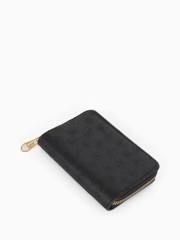Кошелёк на молнии, 13&times;2&times;9 см, с принтом, чёрный