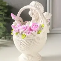 Фигурка гипс &laquo;Ангел в корзине&raquo;, 13&times;10&times;8 см, с росписью, белый