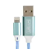 Кабель MYBIT, Lightning - USB, 2 А, 1 м, динамическая LED подсветка