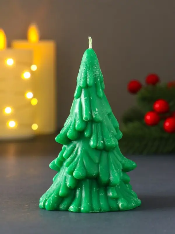 Свеча "Зимняя Ель "70*110 мм, зеленая