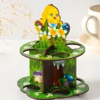 Подставка пасхальная на 8 яиц в двух ярусах "Цыпленок, 15,5х12,5 см