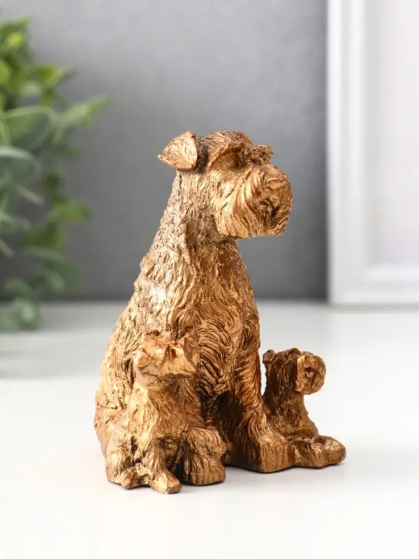 Фигурка гипс &laquo;Терьер с щенками&raquo;, 10&times;7&times;7.5 см, под бронзу
