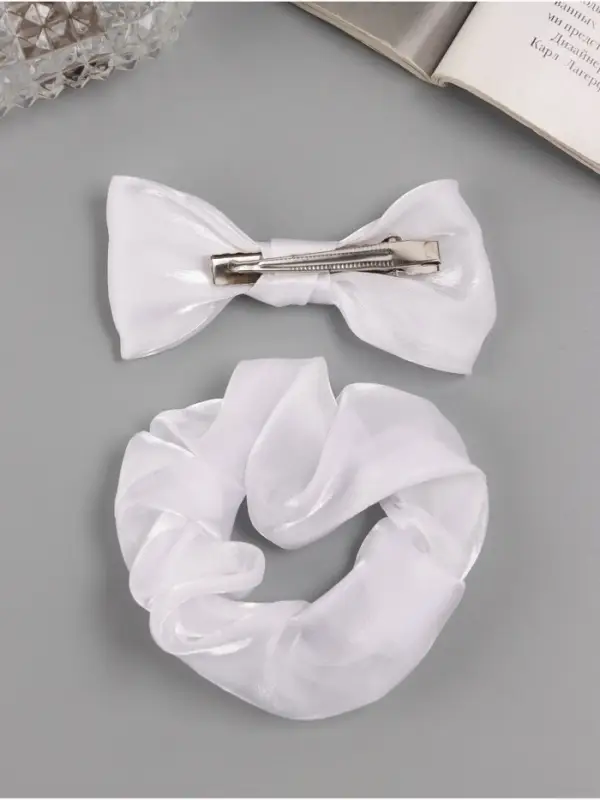 Набор для волос Выбражулька &laquo;Школьница&raquo;, резинка 10 см, зажим 8 см, классик, белый