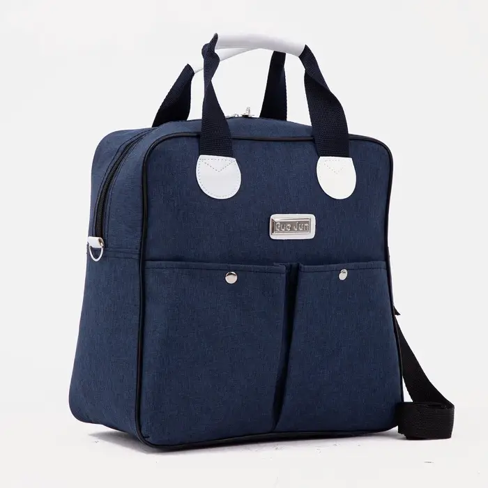 Сумка дорожная 2 в 1 на 4 колёсах 20", отдел на молнии, 4 наружных кармана, синяя