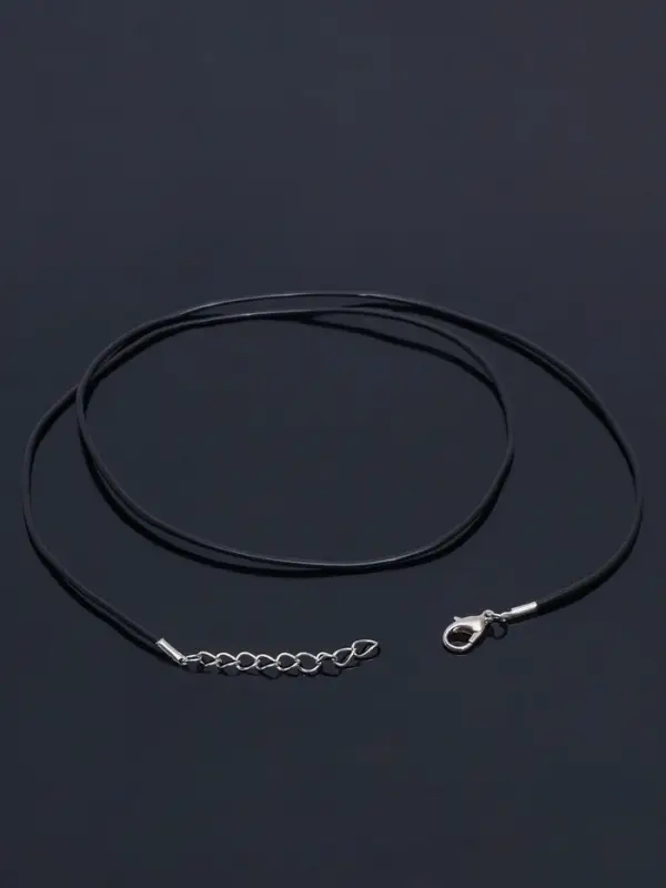 Шнурок каучуковый, неполый, 55 см, d=1.5 мм, чёрный в серебре