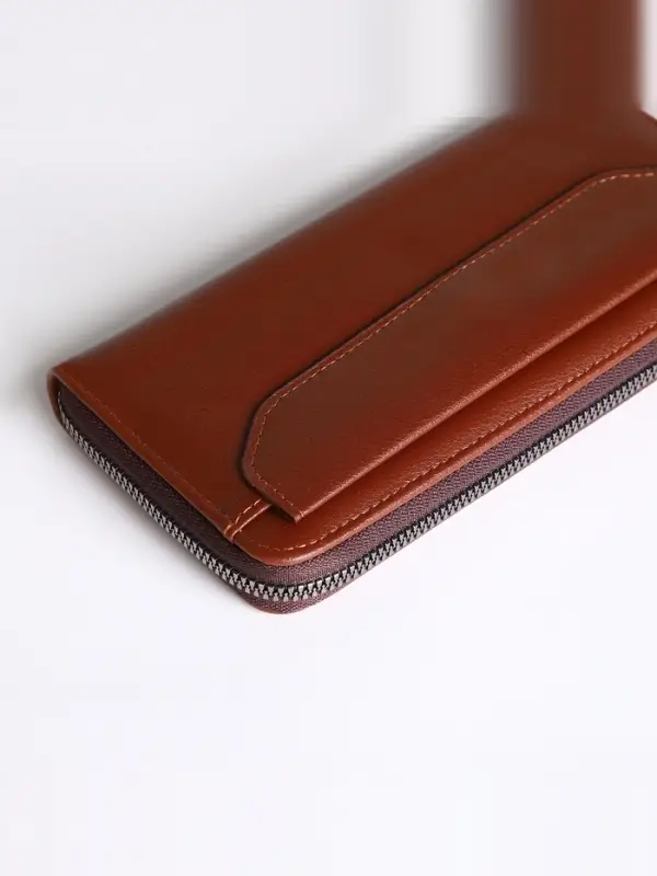 Портмоне-клатч мужской на молнии, рыжее