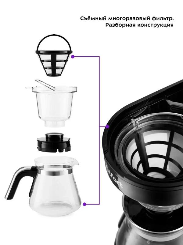 Кофеварка капельная электрическая КТ-759 - 700 Вт - 0.75 л Кофеварка капельная электрическая КТ-759 - 700 Вт - 0.75 л