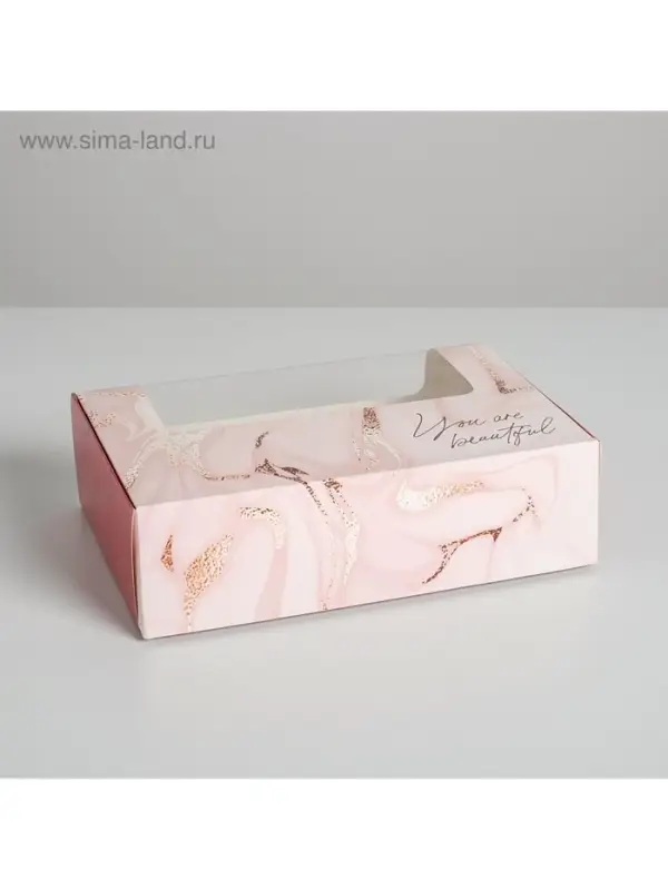 Коробка для эклеров, кондитерская упаковка, 5 вкладышей, You are Beautiful, 25.2&times;15&times;7 см