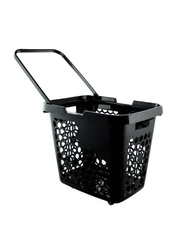 Корзина-тележка пластиковая 80 л, с 1 пластиковой ручкой, чёрная