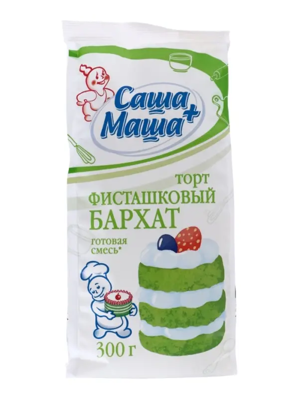 Торт Фисташковый бархат Саша+Маша, пленка, 0,300 кг