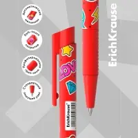 Ручка шариковая автоматическая ErichKrause ColorTouch Sweet love, узел 0.7 мм, чернила синие, резиновый держатель, тонкое письмо, покрытие Soft Touch