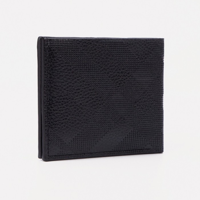 Портмоне мужское без застежки, отдел для купюр, для карт, цвет чёрный