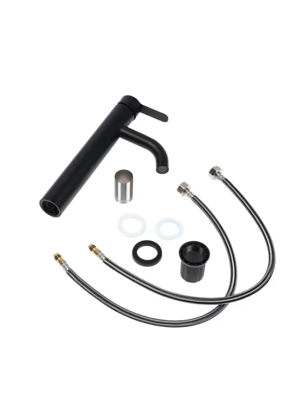 Смеситель для раковины ZEIN Z87, однорычажный, короткий излив, нержавеющая сталь, черный