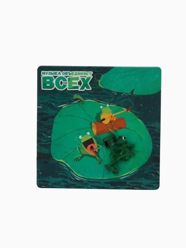 Значок &laquo;Лягушонок&raquo;, с магнитофоном, зелёный