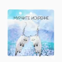 Серьги акриловые &laquo;Котики&raquo;, бело-серые