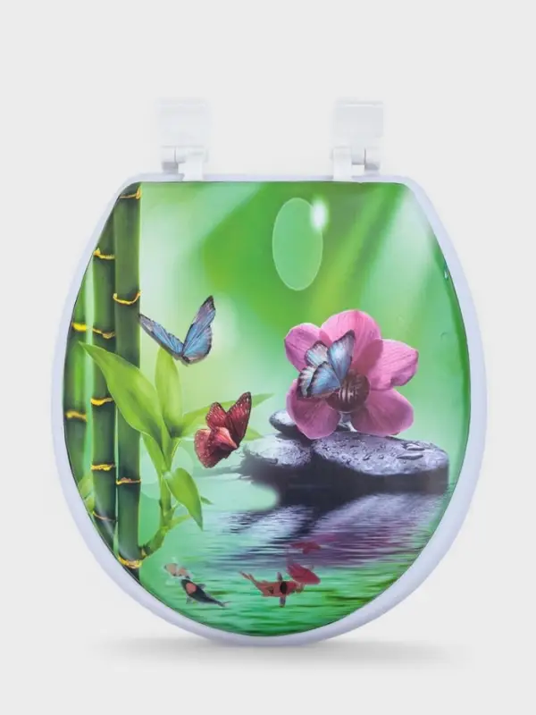 Сиденье для унитаза с крышкой Доляна &laquo;Камни дзен&raquo;, 40&times;37 см, мягкое