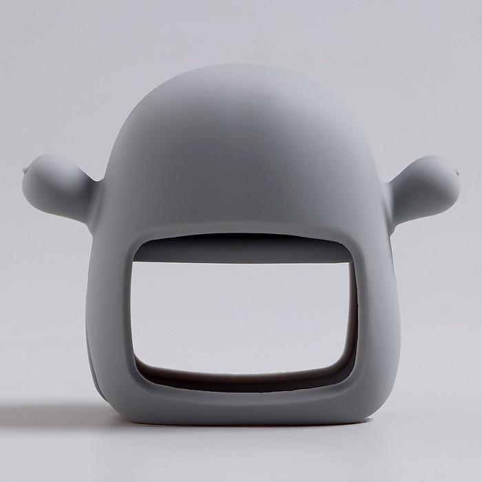 Прорезыватель зубной «Пингвинёнок», в форме соска c ручкой, цвет серый